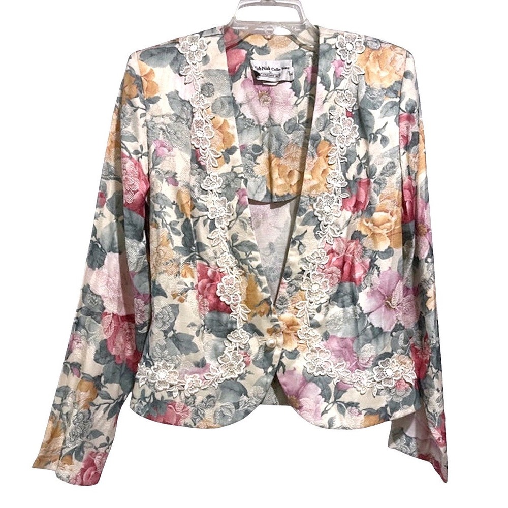 Nah Nah Collections Floral Lace Blazer 6 Multicolor Vintage Cottagecore Romantic